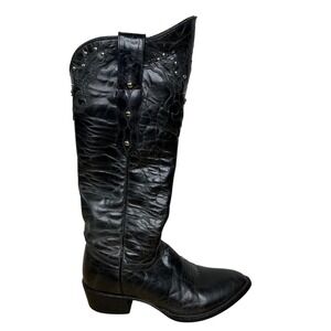 Johnny Ringo Cowboy Riding Boots Women's 7.5 B Black Leather Studded Western